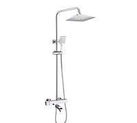 LXYST Thermostatic System Chrome-Plated Height Adjustable Set with Brass Faucet Stainless Steel Body ABS Head Hand-Held Shower Hose Thermost