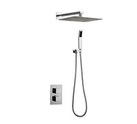LXYST Thermostatic Systems,Wall Mounted Bathroom Rainfall Shower Set Mixer Tap Bathtub Faucet Bath Mixer,10inches