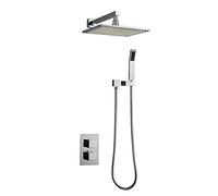 LXYST Thermostatic Systems,Wall Mounted Bathroom Rainfall Shower Set Mixer Tap Bathtub Faucet Bath Mixer,10inches