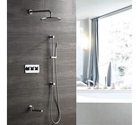 LXYST Three-Function Concealed All Copper Pre-Embedded Box 250 Dome Spray Hot and Cold Faucet Shower Set Beautiful Practical