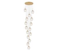 LXYST Transparente Glass Globe Chandelier for High Ceiling,Mid Century Large Pendant Lights Adjustable Height,E27,Stainless Steel Base, Raindrop Ceiling Light(15 ligths, Clear