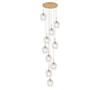 LXYST Transparente Glass Globe Chandelier for High Ceiling,Mid Century Large Pendant Lights Adjustable Height,E27,Stainless Steel Base, Raindrop Ceiling Light(10 ligths, Clear