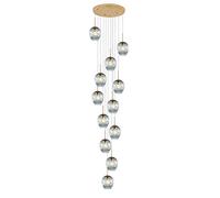 LXYST Transparente Glass Globe Chandelier for High Ceiling,Mid Century Large Pendant Lights Adjustable Height,E27,Stainless Steel Base, Raindrop Ceiling Light(12 ligths, Blue)