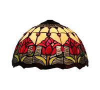 LXYST Tulip Shade Replacement 12-Inch Victorian Style Stained Glass Art Flowers Lampshades Accessories for Table Lamp Ceiling Pendant Light Desk Lights,Green,Red