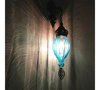 LXYST Turkish Moroccan Mosaic Wall Lamp with Handmade Style Glass Globe, Plating Bronze Base Light, Arabian Classical Lamps for Bathroom Bedside Hallway,D,H