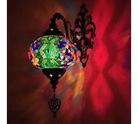 LXYST Turkish Stained Glass Lamp Light, 7Inch Globe, Decorated Brass Body, Mediterranean,Turkish Moroccan Mosaic Wall Lamps,B,C