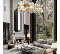 LXYST USOR Lights Gold Pendant L80xW35cm Contemporary Rectangular K9 Crystal Ceiling Light for Dining Living Room Kitchen Island 3 Color Temperature Included