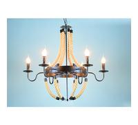 LXYST Vintage American Style Retro Hemp Rope Chandelier Industrial Loft Pendant Lamp for Internet Cafe Restaurant and Hot Pot Shop (6 Lights)