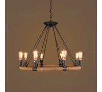 LXYST Vintage American Style Retro Hemp Rope Chandelier Light - Nostalgic Loft Industrial Decor