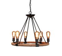 LXYST Vintage American Style Retro Hemp Rope Chandelier Light - Nostalgic Loft Industrial Decor