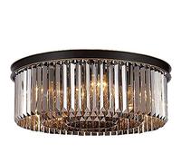 LXYST Vintage Crystal Chandelier Smoke Gray Ceiling Light Foyer Dining 60cm Elegant Fixture for Living Room & Bedroom