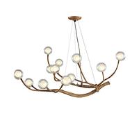 LXYST Vintage Industrial Resin Chandelier with Glass Bubble and for Living Bedroom Dining Room G4 Fresh Wood Branch Close to Ceiling Light Fixtures