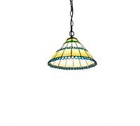 LXYST Vintage Pastoral Stained Glass Flowers Butterfly Shade 12 Inch Style Pendant Lamp Restaurant Living Room Ceiling Hanging Light Fixture,H,F