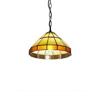 LXYST Vintage Pastoral Stained Glass Flowers Butterfly Shade 12 Inch Style Pendant Lamp Restaurant Living Room Ceiling Hanging Light Fixture,H,C