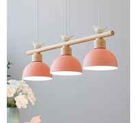 LXYST Vintage Wooden Pendant Lamp with Iron Shade, 80cm Blue Chandelier for Living Room or Bedroom - 1.2m x 0.66m x 1m