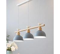 LXYST Vintage Wooden Pendant Lamp with Iron Shade, 80cm Blue Chandelier for Living Room or Bedroom - 1.2m x 0.66m x 1m