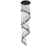 LXYST Wall Lighting 30-Light Led Chandeliers Dimmable 3Cct High Ceiling Crystal Lights Fixtures 19Fts (6M) Raindrop Spiral Dome Long Chandelier Compatible with Foyer Entryway Stairwell Lig