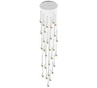 LXYST Wall Lighting 30-Light Led Chandeliers Dimmable 3Cct High Ceiling Crystal Lights Fixtures 19Fts (6M) Raindrop Spiral Dome Long Chandelier Compatible with Foyer Entryway Stairwell Lig