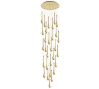 LXYST Wall Lighting 30-Light Led Chandeliers Dimmable 3Cct High Ceiling Crystal Lights Fixtures 19Fts (6M) Raindrop Spiral Dome Long Chandelier Compatible with Foyer Entryway Stairwell Lig
