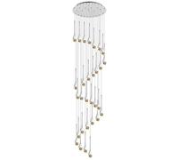 LXYST Wall Lighting 30-Light Led Chandeliers Dimmable 3Cct High Ceiling Crystal Lights Fixtures 19Fts (6M) Raindrop Spiral Dome Long Chandelier Compatible with Foyer Entryway Stairwell Lig