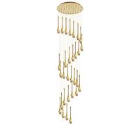 LXYST Wall Lighting 30-Light Led Chandeliers Dimmable 3Cct High Ceiling Crystal Lights Fixtures 19Fts (6M) Raindrop Spiral Dome Long Chandelier Compatible with Foyer Entryway Stairwell Lig