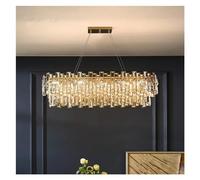 LXYST Wall Lighting Chandelier Dining Room Oval E14 Lights Plate Gold Steel Led K9 Crystal Luminarias Hanging Lamp Fixtures,Lighting Fixtures/Color/L115Cm 10 Light