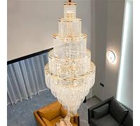 LXYST Wall Lighting Crystal Chandelier Compatible with Staircase Large Living Room Cristal Lamp Home Decor Hanging Light,Lighting Fixtures/Warm/Dia120*H300Cm