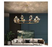 LXYST Wall Mount Lighting, LED Luxury All Copper Pendant Chandelier Compatible with Living Room Restaurant Kitchen Luminaires Crystal Home Hanging Lamp (8 Heads dia80cm)