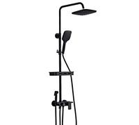 LXYST Wall-Mounted 4 Files Set with Overhead Rain and Handheld Mixer Shower System Black