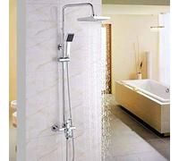 LXYST Wall Mounted Bath Faucets Set Chrome Square 8" Rainfall Plastic Top Spray Head Shower Column System