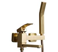 LXYST Wall Mounted System Brass, Bathroom with Hand Held Head Bath Tap, Golden Shower Mixer Set for Hotel Gym Adults