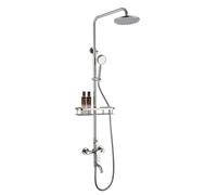 LXYST Wall Mounted System Stainless Steel, Rainfall Silver with Overhead Head Shelf Tap, Adjustable Height Shower Mixer Set for Bathroom Hotel
