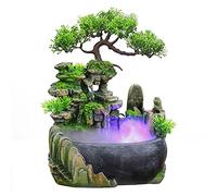 LXYST Wealth Office Tabletop Ornaments Desktop Flowing Water Fountain with Changing Lights Zen Meditation Waterfall Color Led Spray