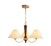 LXYST White French Country Wood Pleated Fabric Shade Large Rustic Farmhouse Chandelier Dining Mid Century Ceiling Pendant Light For Bedroom Living Room Kitchen Island Foyer