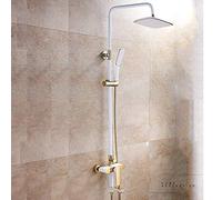 LXYST White Gold Set Full Copper Bathroom Home Top Spray Pressurized Wall-Mounted Liftable Shower Faucet Beautiful Practical