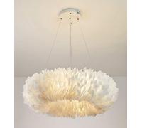 LXYST White Nordic Feather Ceiling Light Fixture 8 Lights 80Cm Wide Bedroom Girls Room Chandelier Lighting Unique Shaped Hanging Lamp/a/60Cm