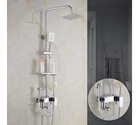 LXYST with Hot and Cold Set Brass Faucet Inch Square Top Spray Shower System 4 Modes Silver Double Lift Beautiful Practical