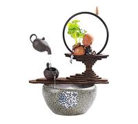 LXYST with Light Office Home Desk Decoration Tabletop Ornaments Desktop Flowing Water Fountain Zen Meditation Waterfall