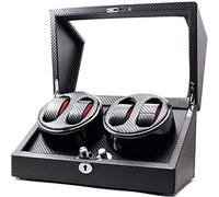 LXYST Wooden 4 Display Box Engine Automatic Cases Watches Boxes Winders Storage Case Black Watch Winder