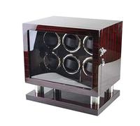 LXYST Wooden Automatic Rotating Box Mute Motor for 6 Wrist Watches with LED Illumination Remote Control (A) Watch Winder