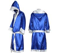 LXYUNKJ Traje de boxeador para hombres, bata de boxeo MMA con capucha, bata de algodón ligera, Azul, XX-Large
