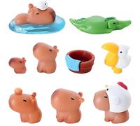 LXYYDS 10 Piezas Mini Figuras de Capibara de Resina, Mini Capibaras Resina, Capybara Mi-ni Resin Animals, Mi-ni Animales Res-ina Adornos, para Tartas, Bonsáis, Paisajes en Miniatura, Casas de Muñecas