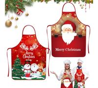 LXYYDS 2 Piezas Delantales de Navidad, Delantal Navidad Impermeable, Delantal de Navidad, Delantal de Cocina de Navidad, Rojo Delantal Cocina Adultos, para Cocina Hornear Barbacoa Fiesta de Navidad