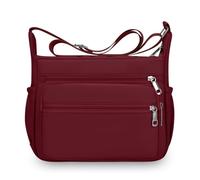 LY&SQ Bolsa de Hombro Ligera para Mujeres Bolso de Mano de Hombro Carteras Cruzadas Impermeables Bolsa con Múltiples Bolsillos(Rojo)