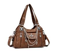 LY&SQ Bolso Hobo Mujer Vintage Y2K, Piel Sintética Gran Capacidad Bolso Tote y Bolso de Mano con Correa Ajustable(Marrón)