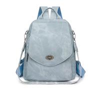 LY&SQ Fashion Color Blocking Backpack Purse For Women Anti-theft Leisure Travel Bag Work Handbags PU Leather Ladies Backpacks(Light blue)