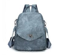 LY&SQ Fashion Color Blocking Backpack Purse For Women Anti-theft Leisure Travel Bag Work Handbags PU Leather Ladies Backpacks(Azul)