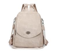 LY&SQ Fashion Color Blocking Backpack Purse For Women Anti-theft Leisure Travel Bag Work Handbags PU Leather Ladies Backpacks(Beige)