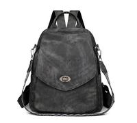 LY&SQ Fashion Color Blocking Backpack Purse For Women Anti-theft Leisure Travel Bag Work Handbags PU Leather Ladies Backpacks(Negro)
