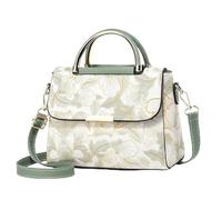 LY&SQ Floral Top-Handle Handbag, PU Leather Purse Women Flap Tote Shoulder Bag(Green)